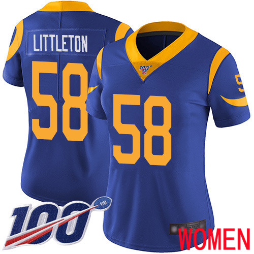 Los Angeles Rams Limited Royal Blue Women Cory Littleton Alternate Jersey NFL Football 58 100th Season Vapor Untouchable